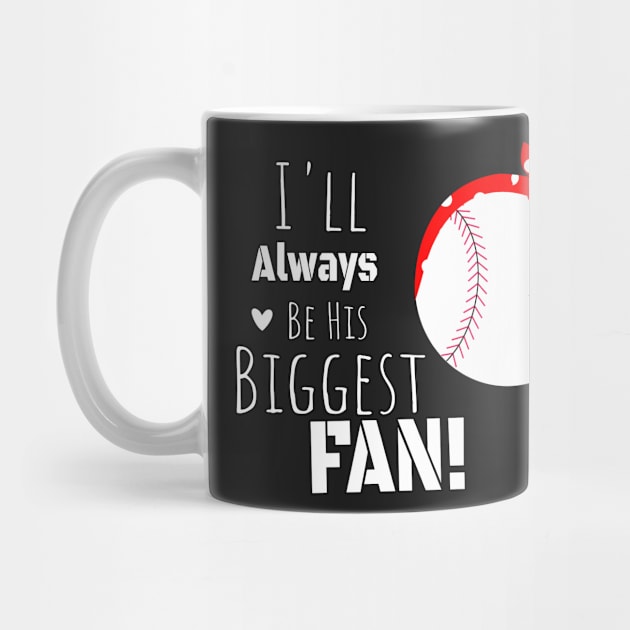 I'll always be your biggest fan mama gift, Red Badana Baseball gift for her, Baseball Mom&Aunt Gift by WassilArt